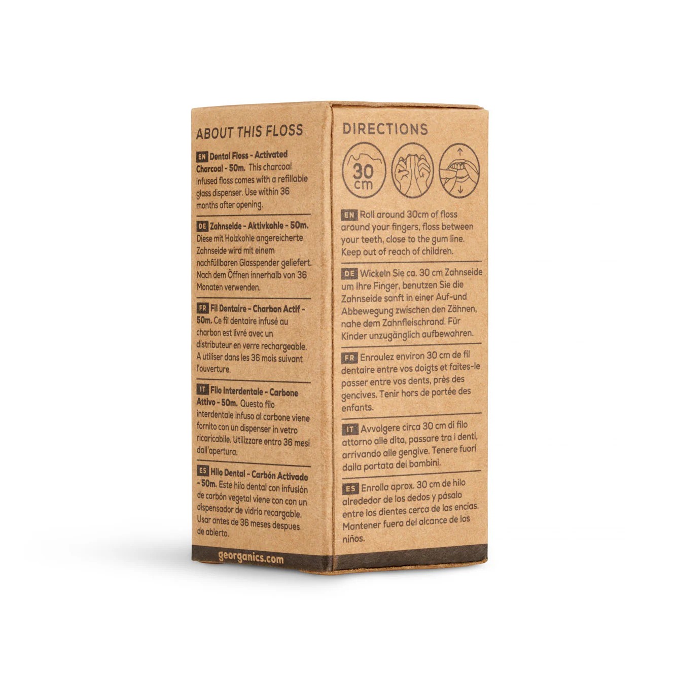 GEORGANICS Zahnseide Aktivkohle mit Fluorid, 50mt
