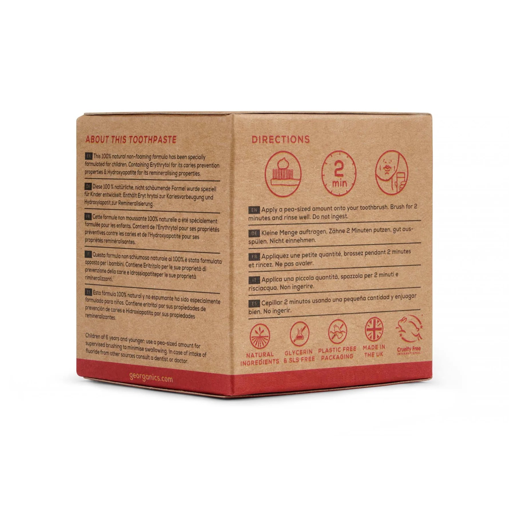 GEORGANICS GeoKids Zahnpasta mit Fluorid, Erdbeer 60ml GEORGANICS GeoKids Zahnpasta mit Fluorid, Erdbeer 60ml