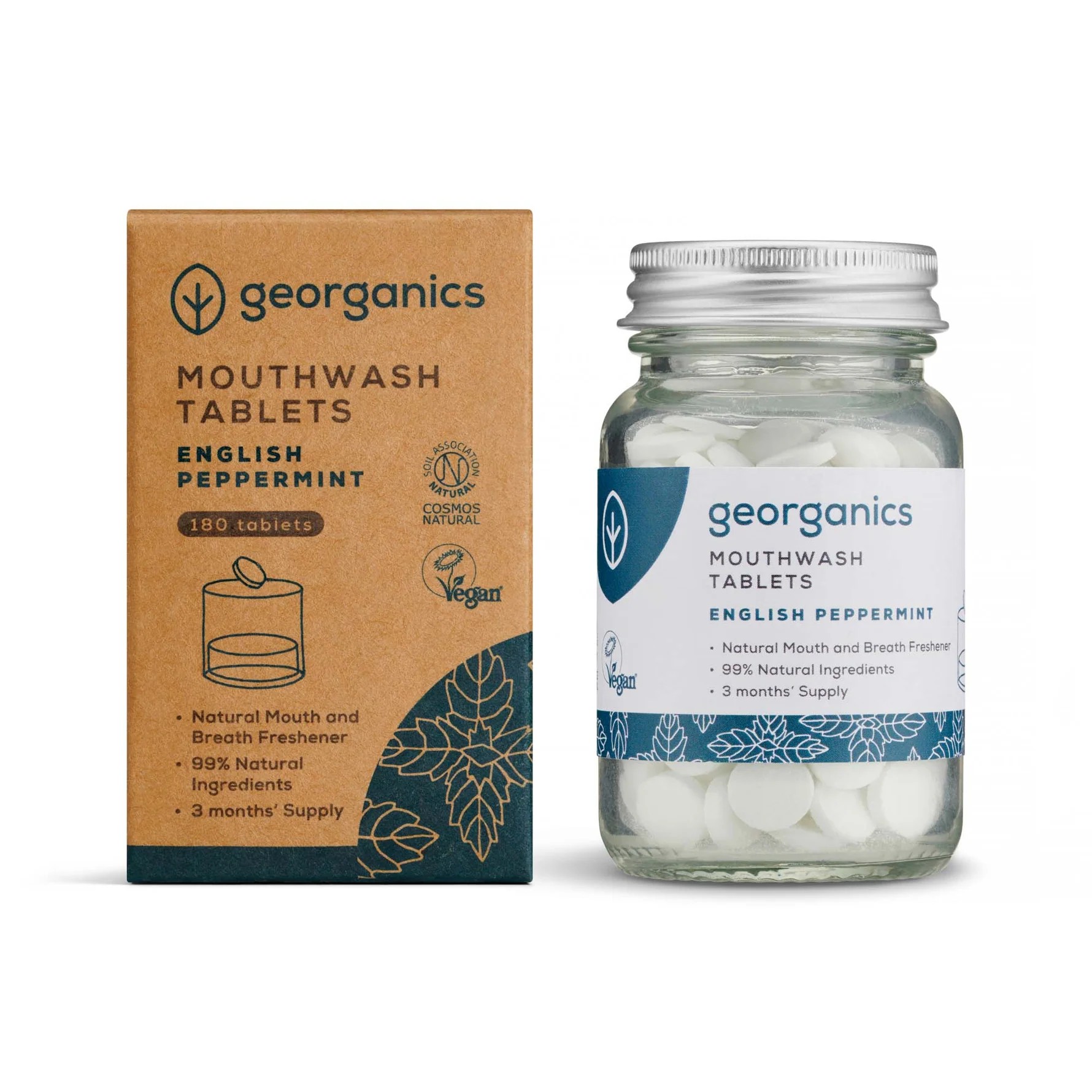 GEORGANICS Mundwasser Tabs Pfefferminze, 180tabs