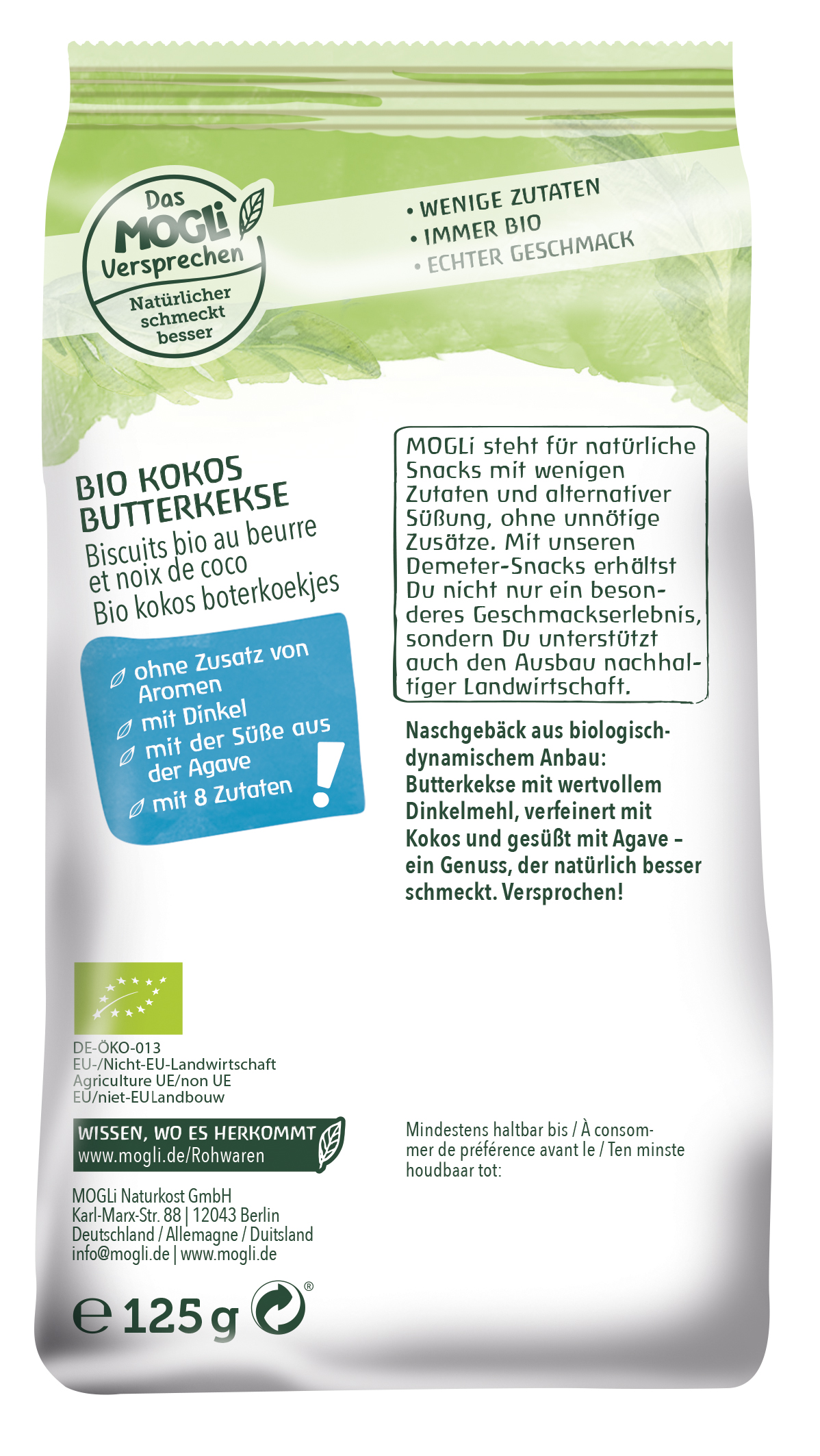 Bio Kokos Kekse 125g**