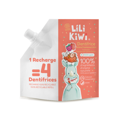Zahnpasta Himbeere-Litschi mit Fluorid, 120 ml,ÖKo Nachfüllbeutel