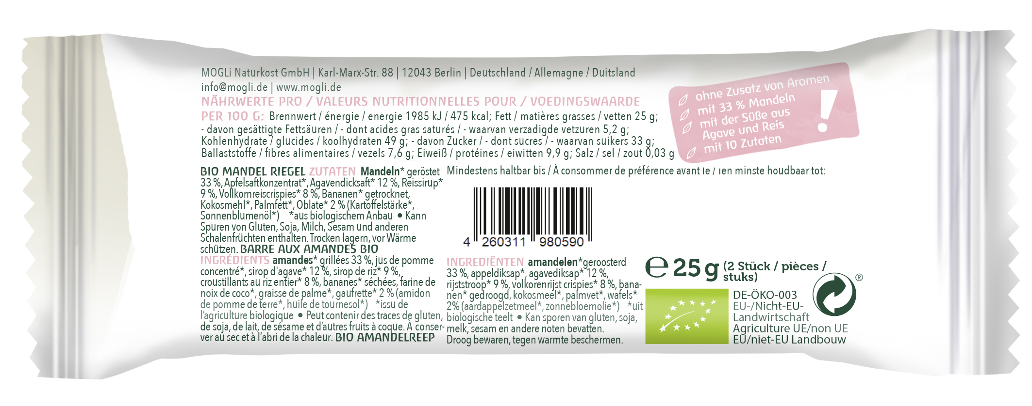 Bio Hafer Apfel Riegel 25g NEU**