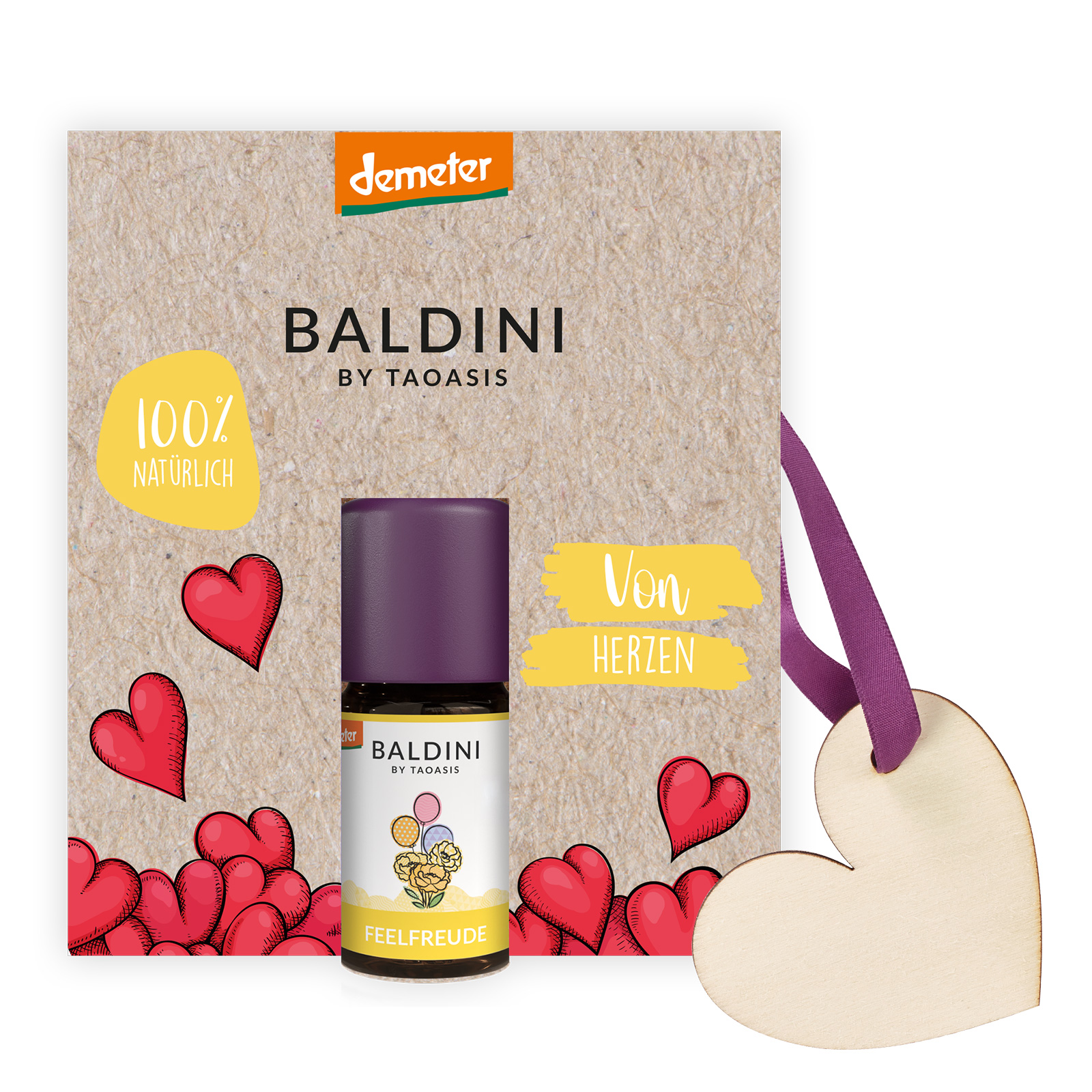 Von Herzen Mini-Duftset mit Holzherz 5 ml