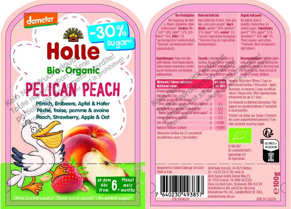 Pelican Peach – Pfirsich, Erdbeere, Apfel und Hafer 100g