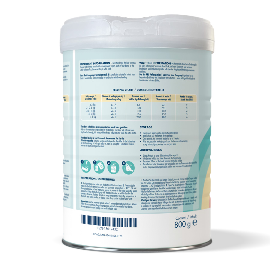 Bio Pre Anfangsmilch Ziege 800g