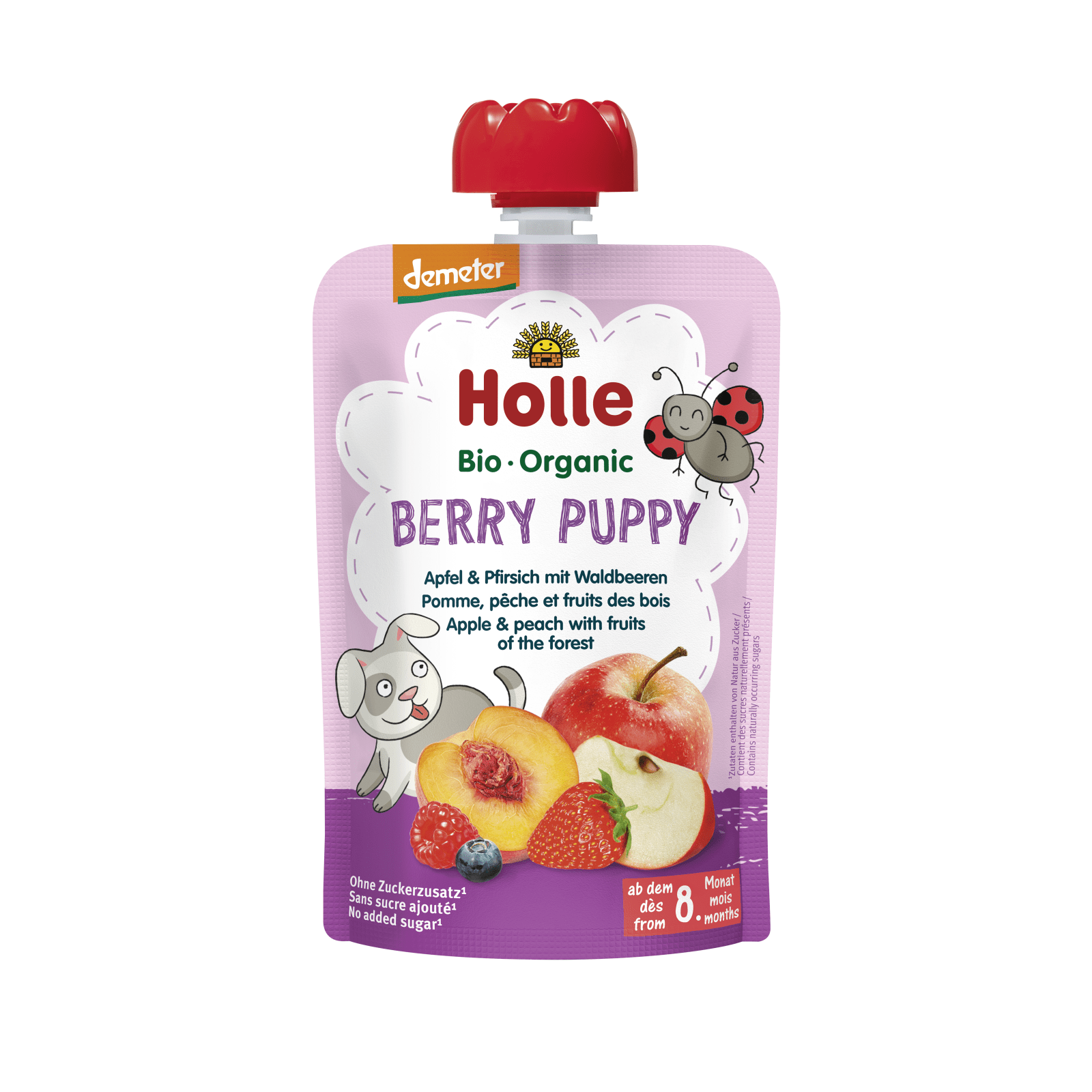 Berry Puppy - Pouchy Apfel & Pfirsich mit Waldbeeren, 100g Berry Puppy - Pouchy Apfel & Pfirsich mit Waldbeeren, 100g