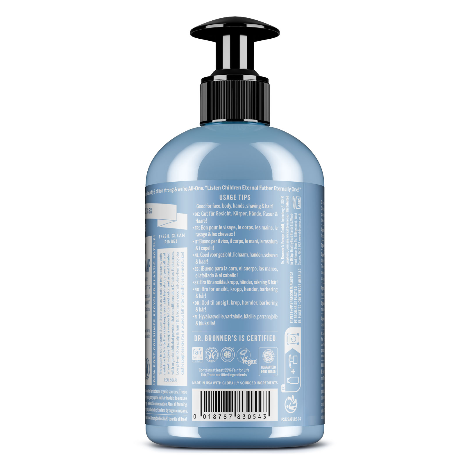 ORGANIC SUGAR SOAP Flüssigseife Pumpe Ohne Duft 355 ml
