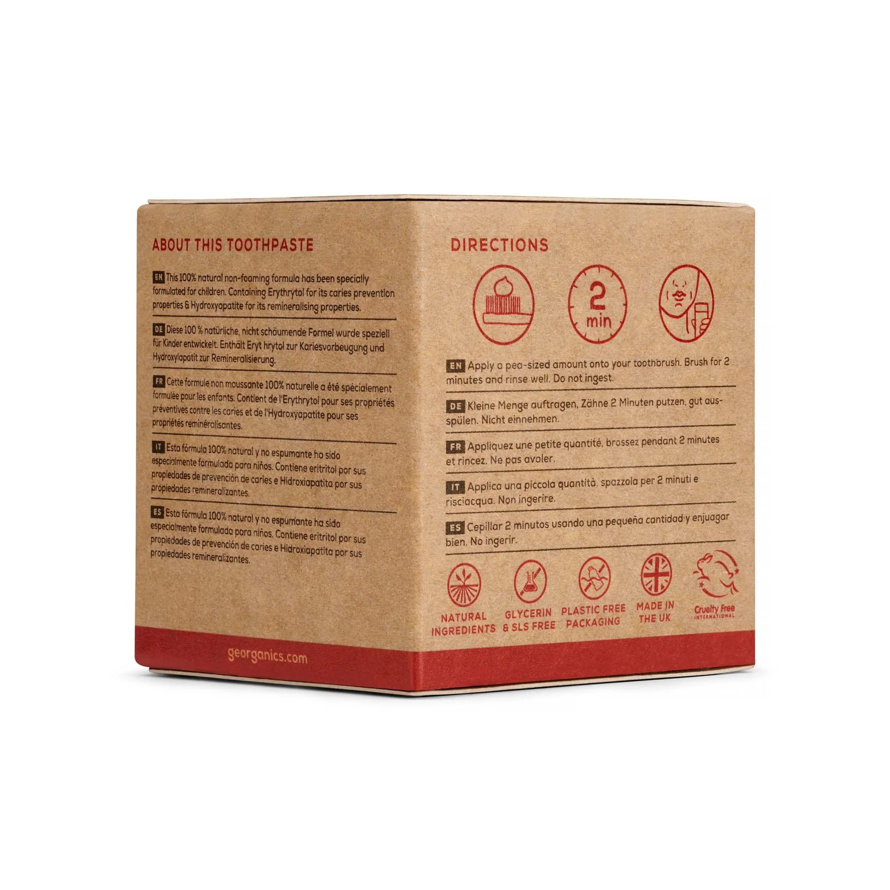 Georganics KIDSzahnpasta GeoKids, Erdbeere, ohne Fluorid 60ml