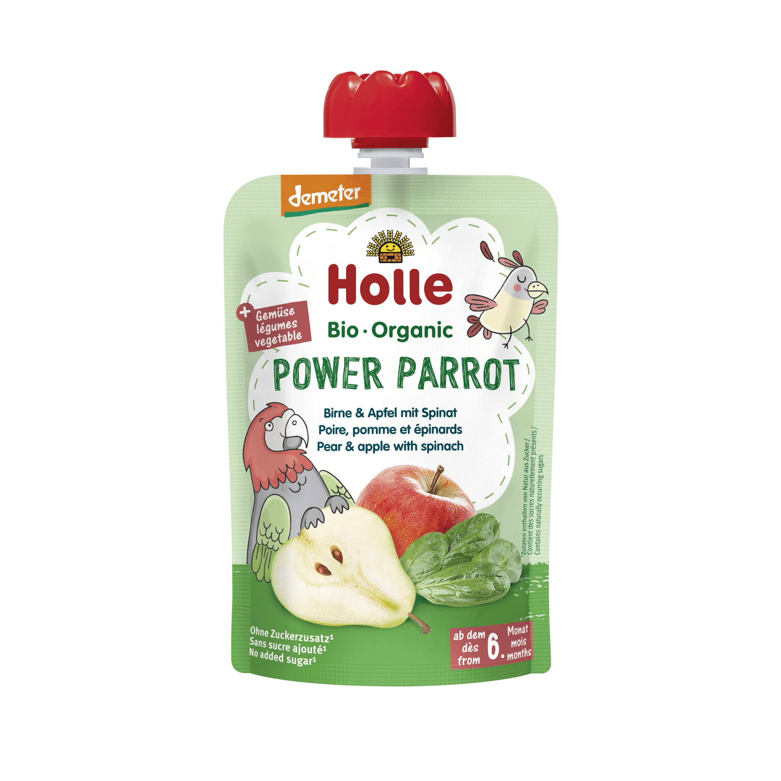 Power Parrot - Pouchy Birne mit Apfel & Spinat, 100g