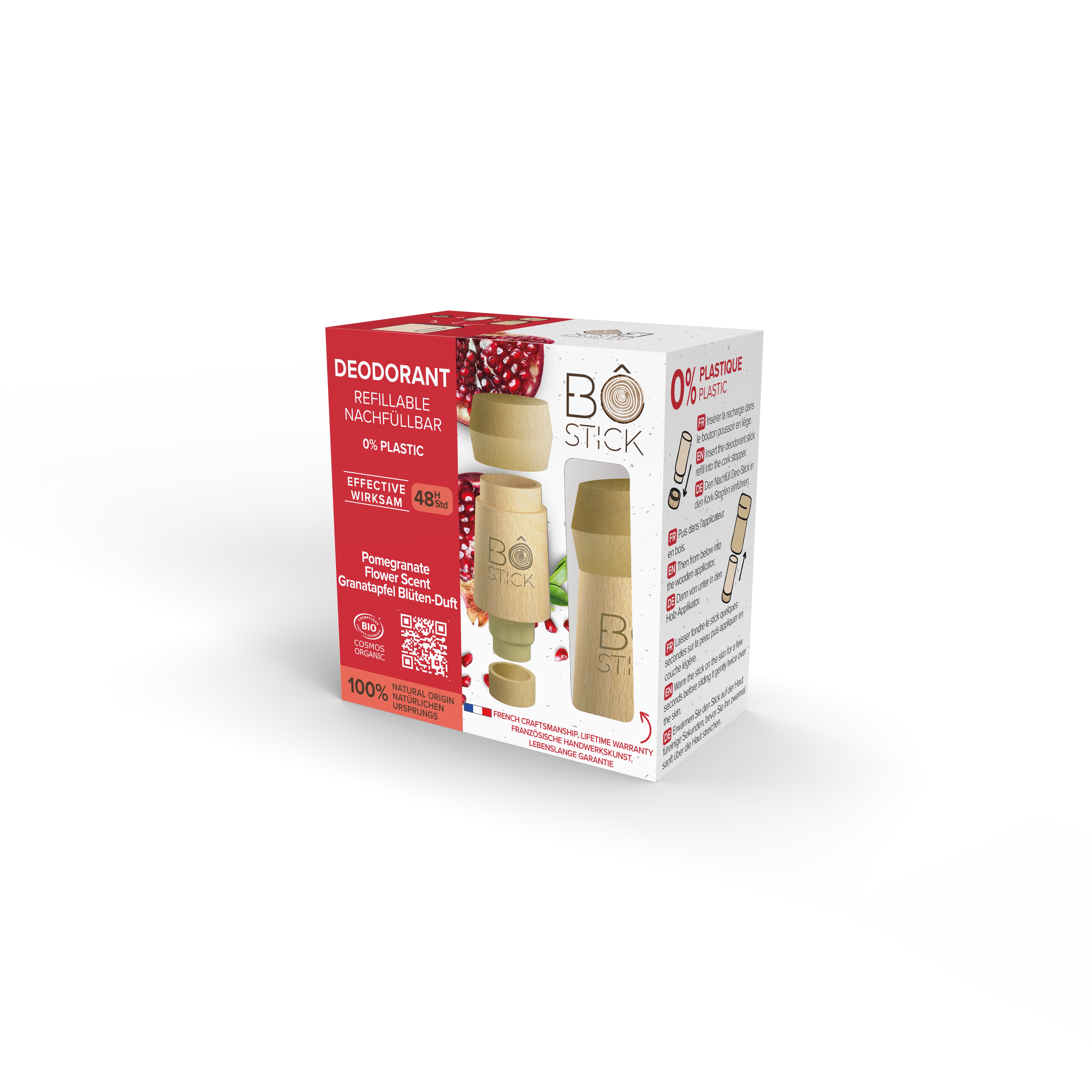 BÔ Duo Deo-Stick + Holz Applikator Granatapfel-Blüte  45g