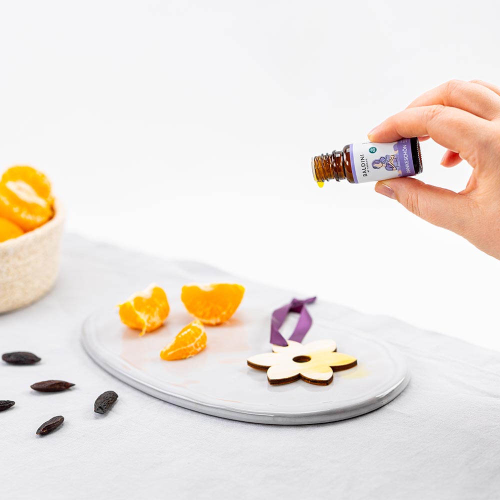 Dankeschön Mini-Duftset mit Holzblume 10 ml**