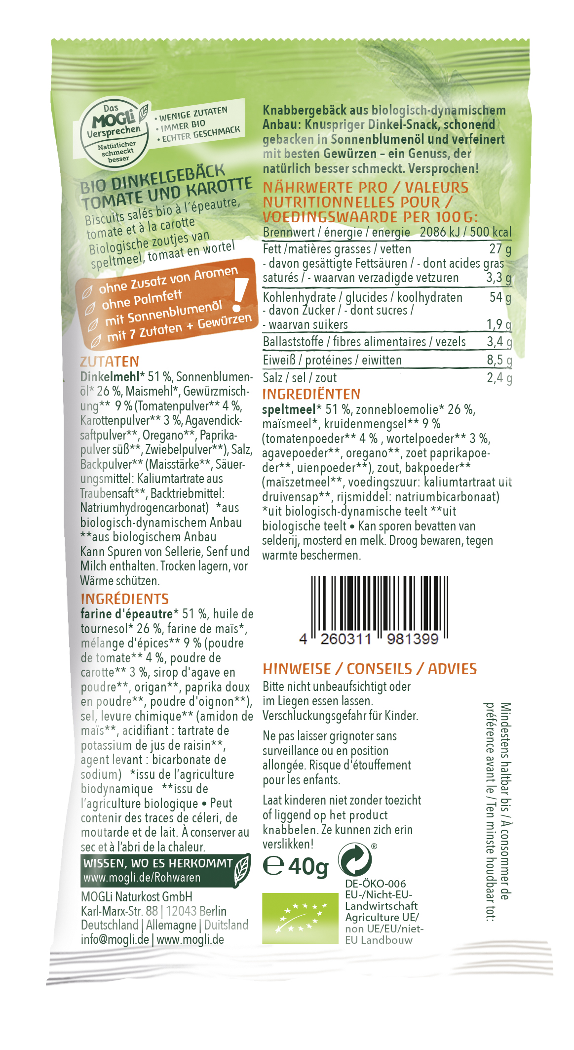 Demeter Dinkel Bällchen Tomate 40g