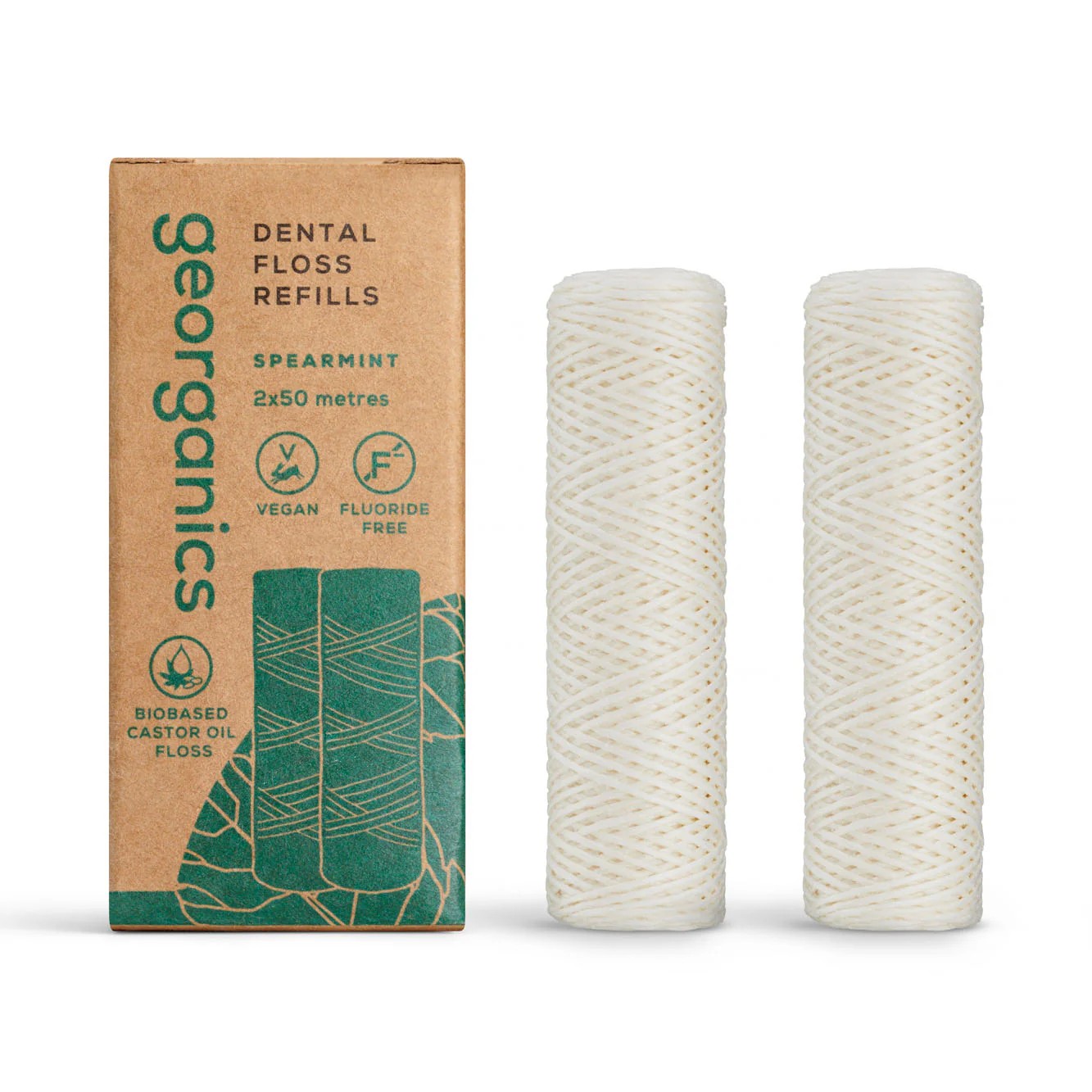 GEORGANICS Zahnseide Spearmint Refill, Bionylon, 2x50mt