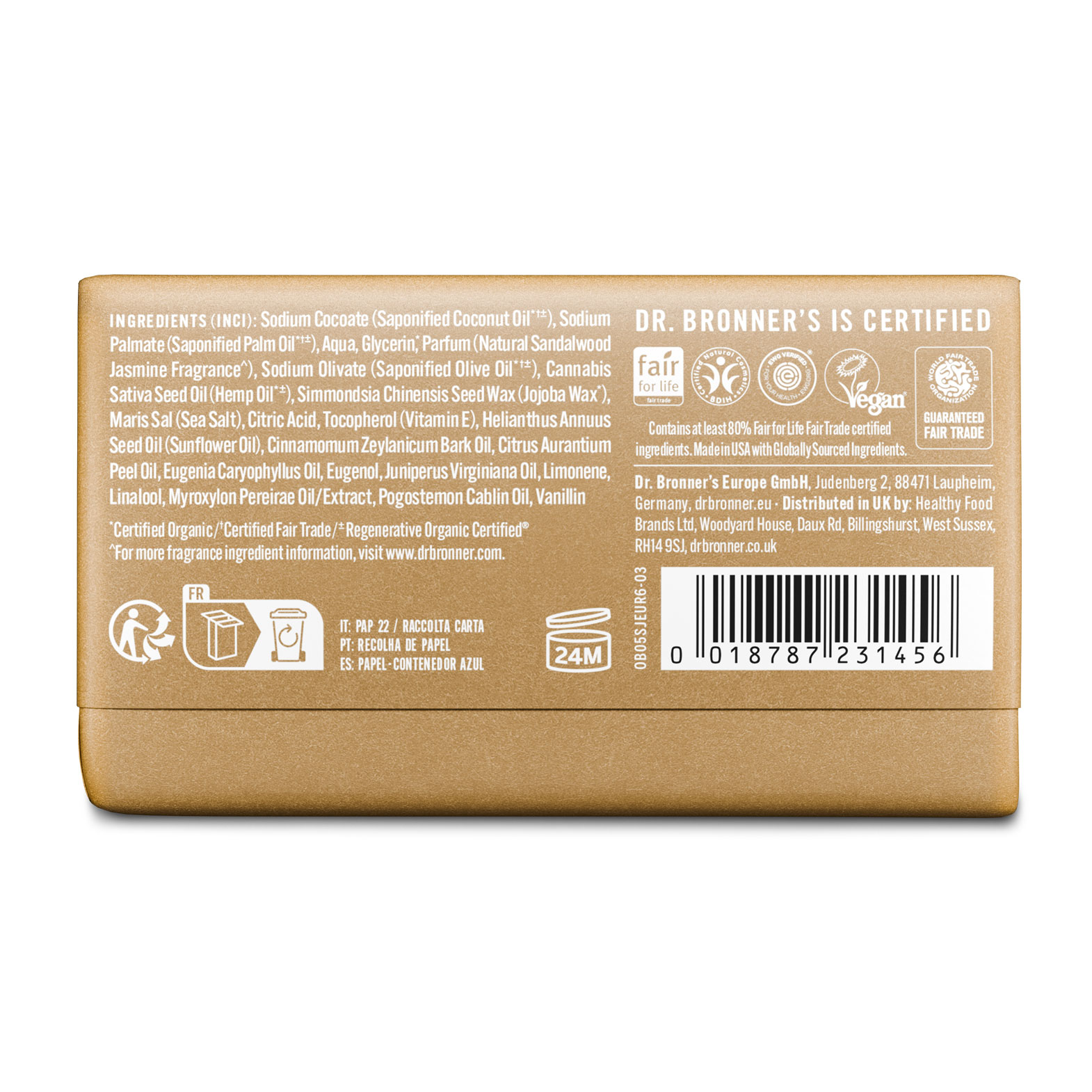 MAGIC BAR SOAP  Stückseife Sandelholz-Jasmin