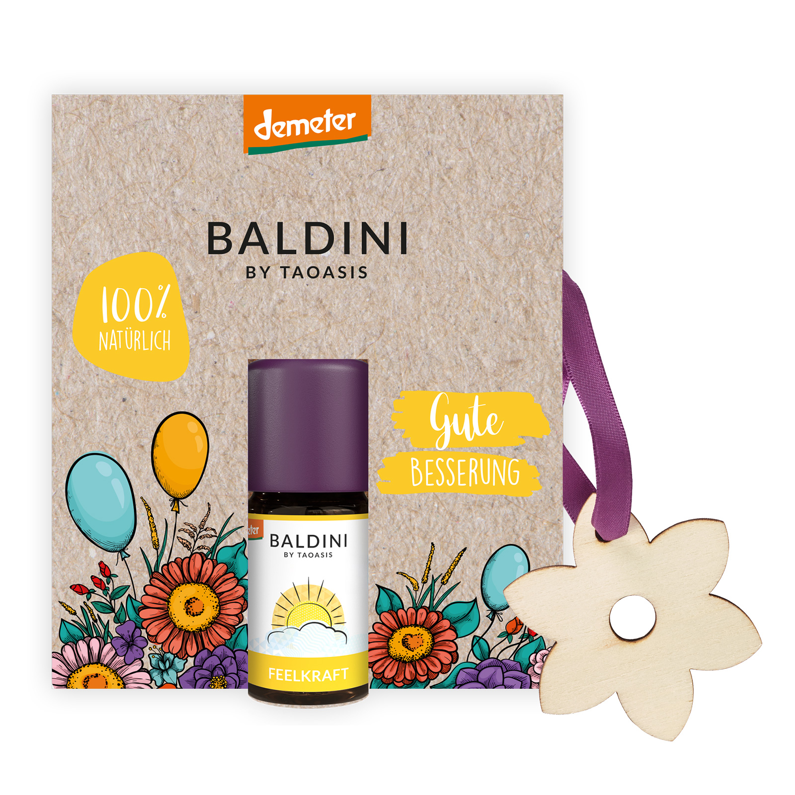 Gute Besserung Mini-Duftset mit Holzblume 5 ml**