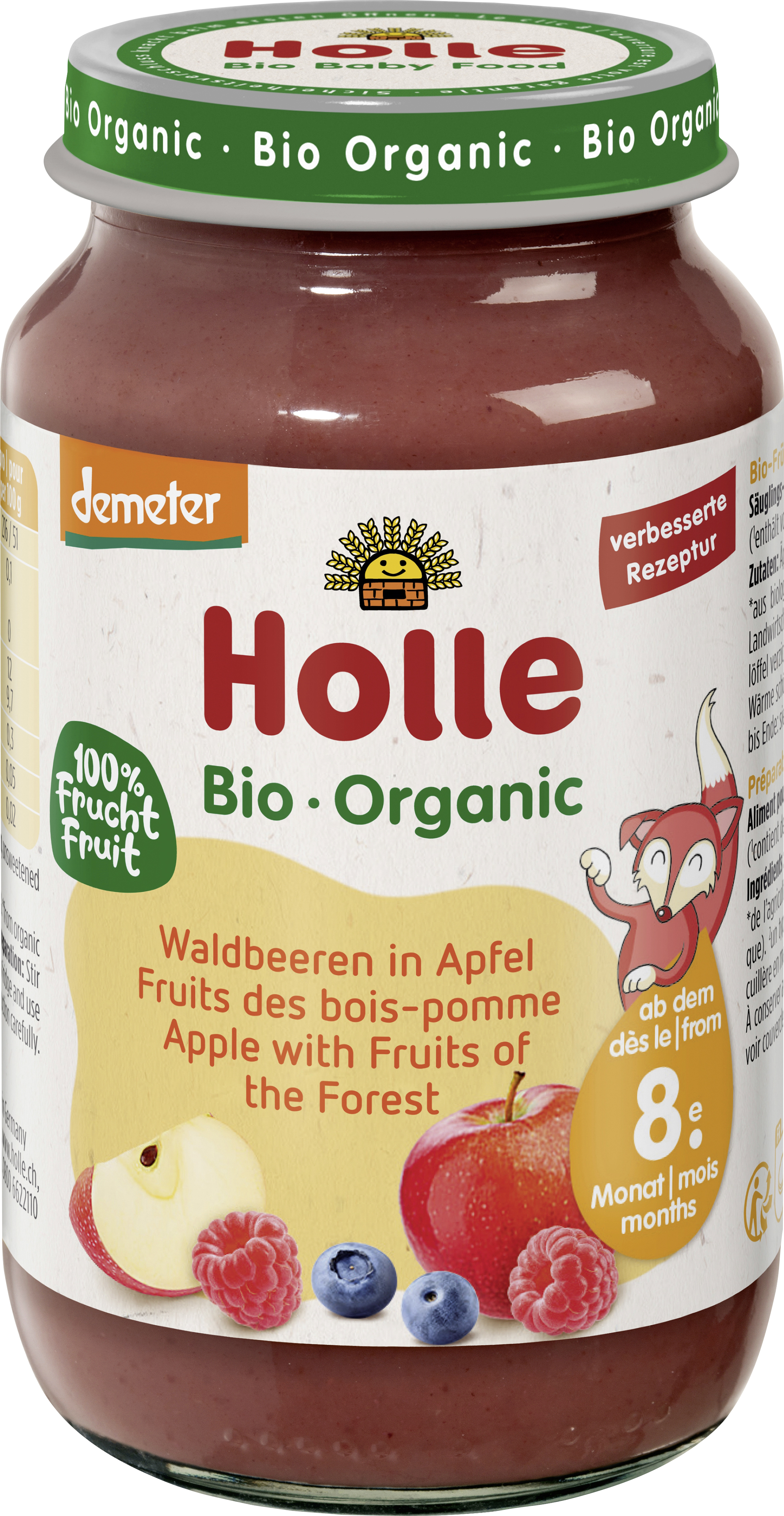 Waldbeeren in Apfel Gläschen Junior, 220g