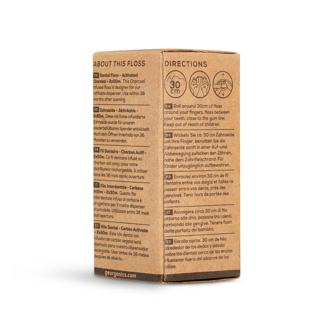 GEORGANICS Zahnseide Aktivkohle mit Fluorid Refill, 2x50mt