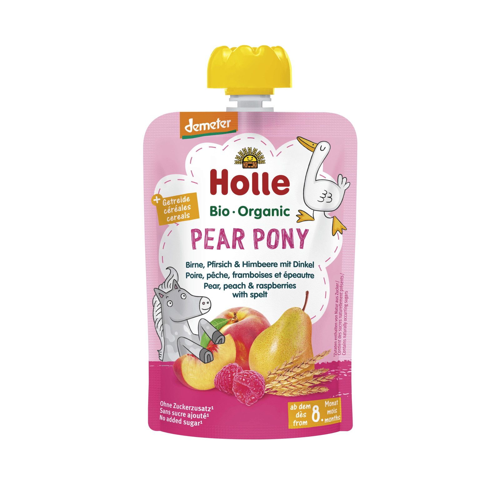 Pear Pony - Pouchy Birne, Pfirsich & Himbeere mit Dinkel,100g Pear Pony - Pouchy Birne, Pfirsich & Himbeere mit Dinkel,100g
