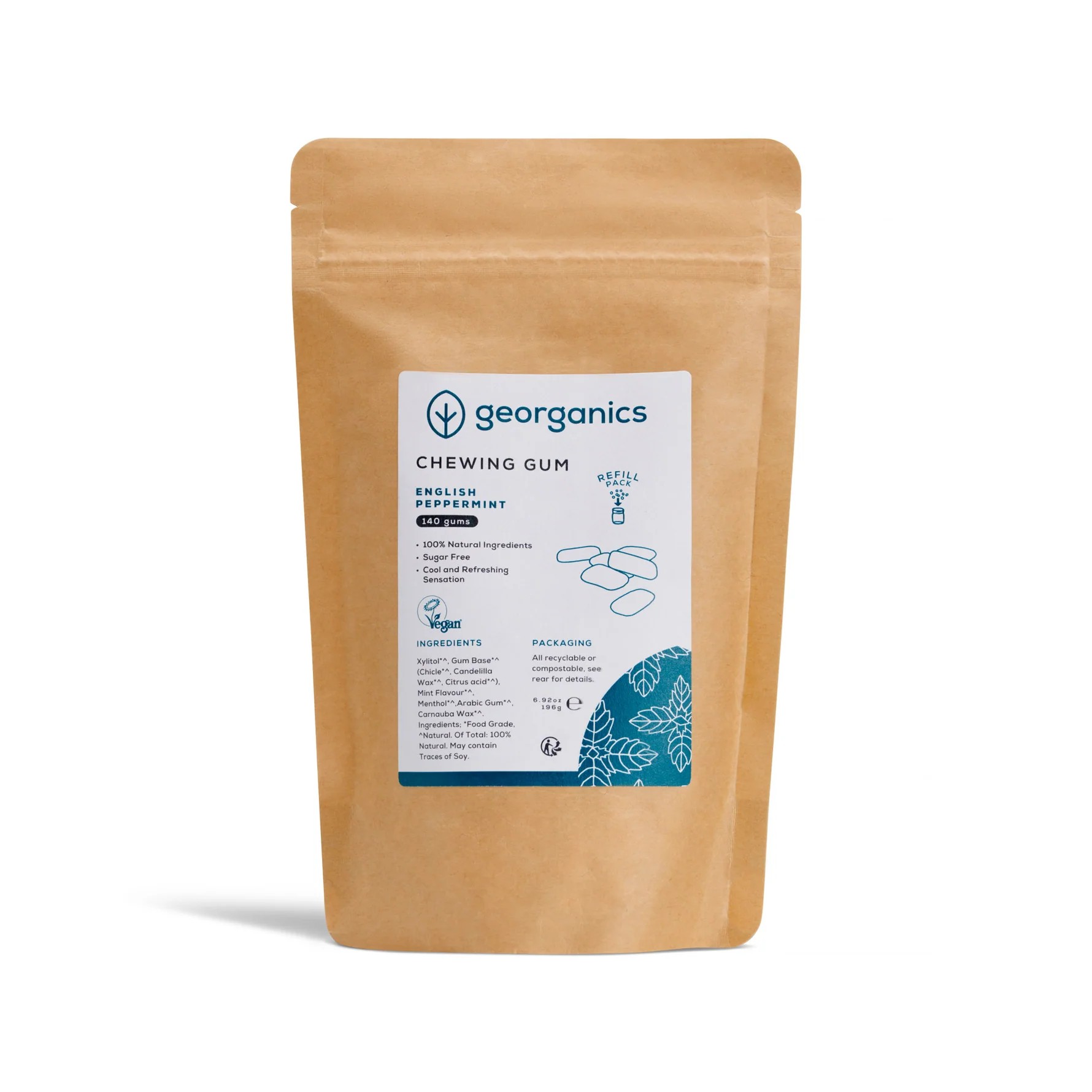 GEORGANICS Kaugummi Pfefferminz, Nachfüllung 140gums GEORGANICS Kaugummi Pfefferminz, Nachfüllung 140gums