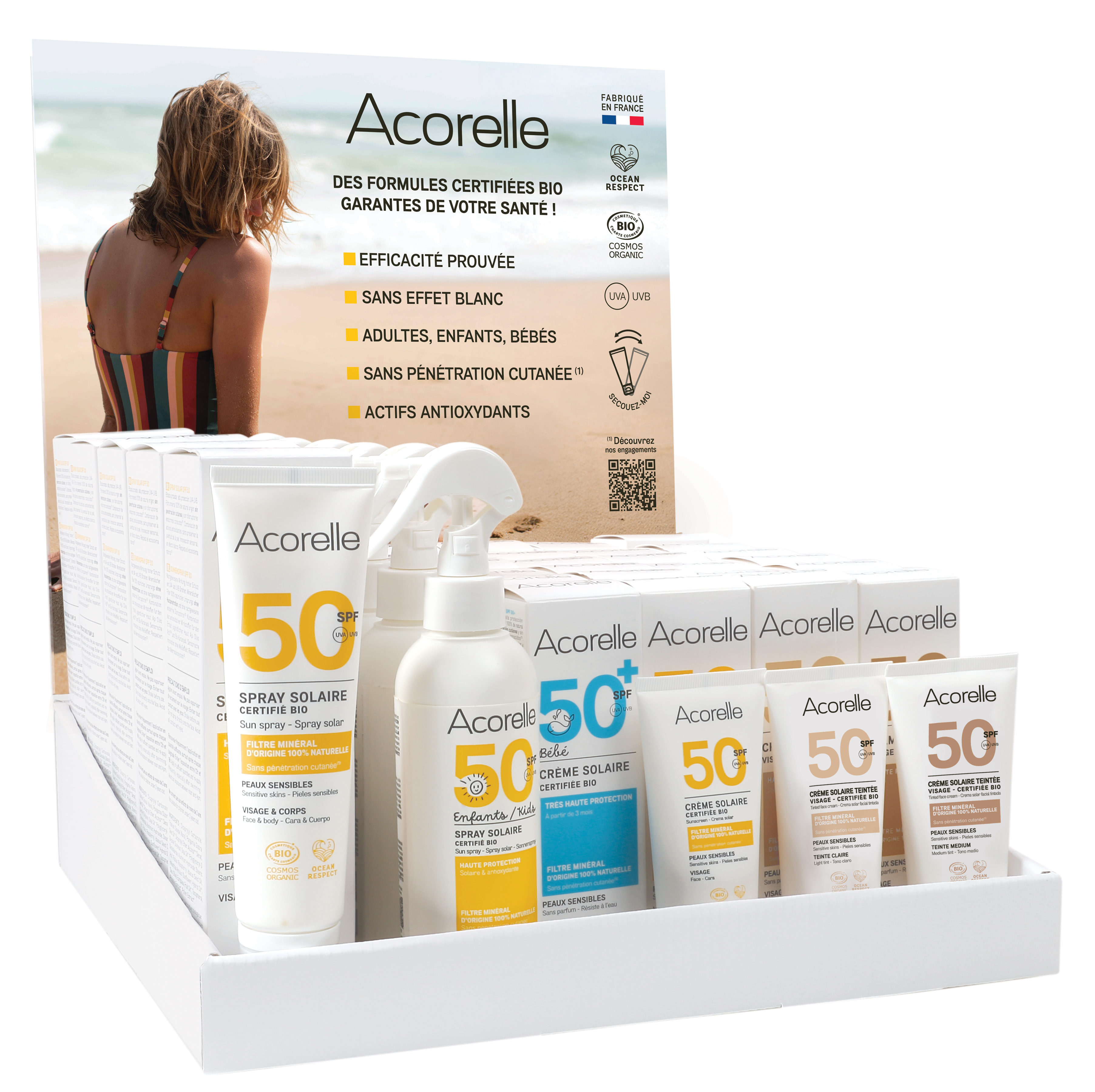 Pultaufsteller Acorelle Sonnenpflege VOLL je 6 Stk+gratis Tester NEU