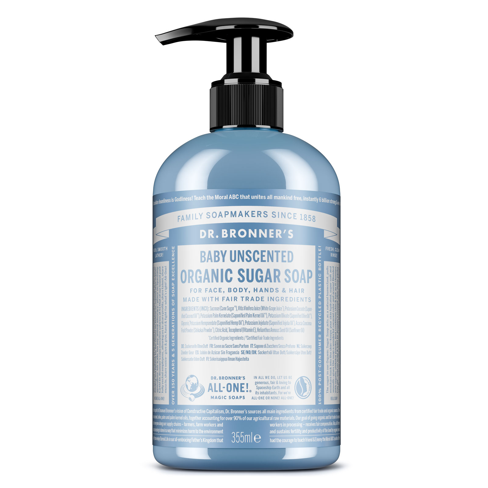 ORGANIC SUGAR SOAP Flüssigseife Pumpe Ohne Duft 355 ml