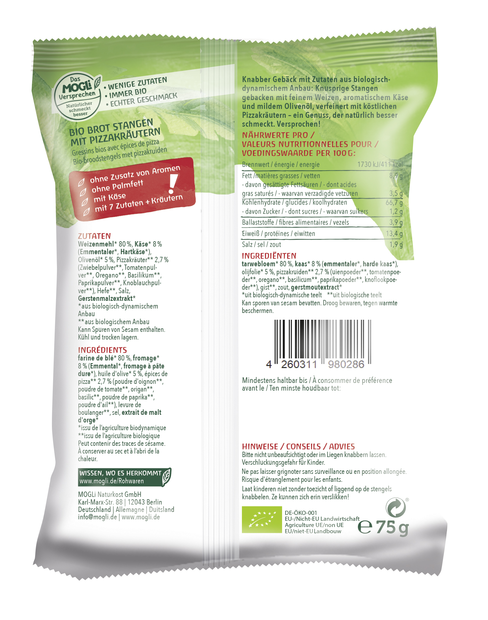 Demeter Pizza Stangen 75g