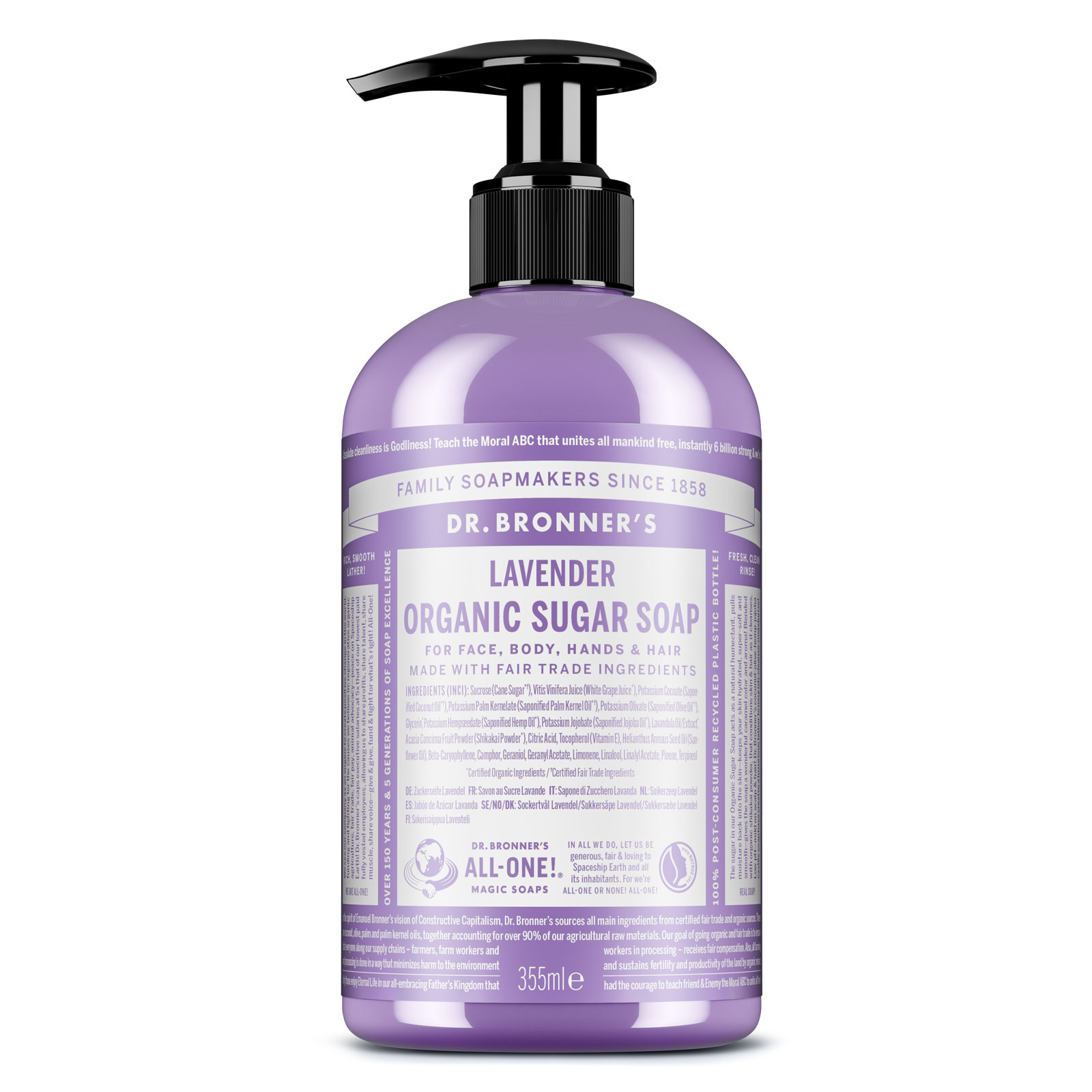 ORGANIC SUGAR SOAP Flüssigseife Pumpe Lavendel 355 ml