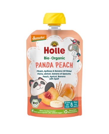 Panda Peach - Pouchy Pfirsich, Aprikose & Banane mit Dinkel, 100g
