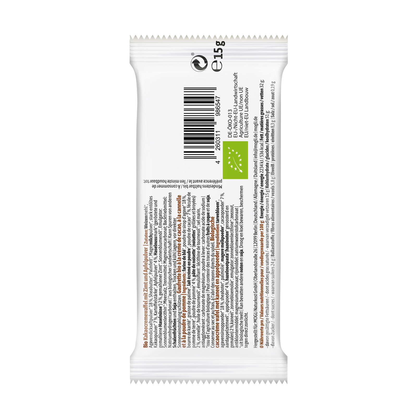 Kakao Waffeln mit Zimt 15g *Saison*