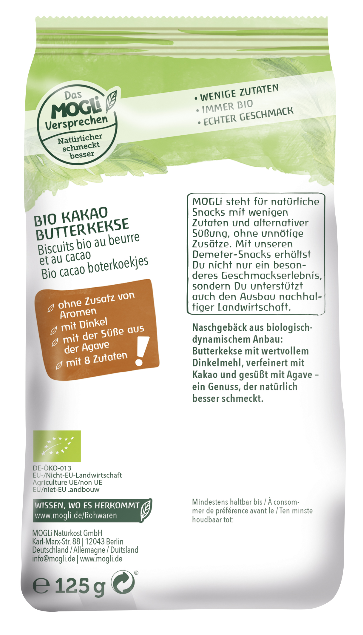 Bio Kakao Kekse 125g