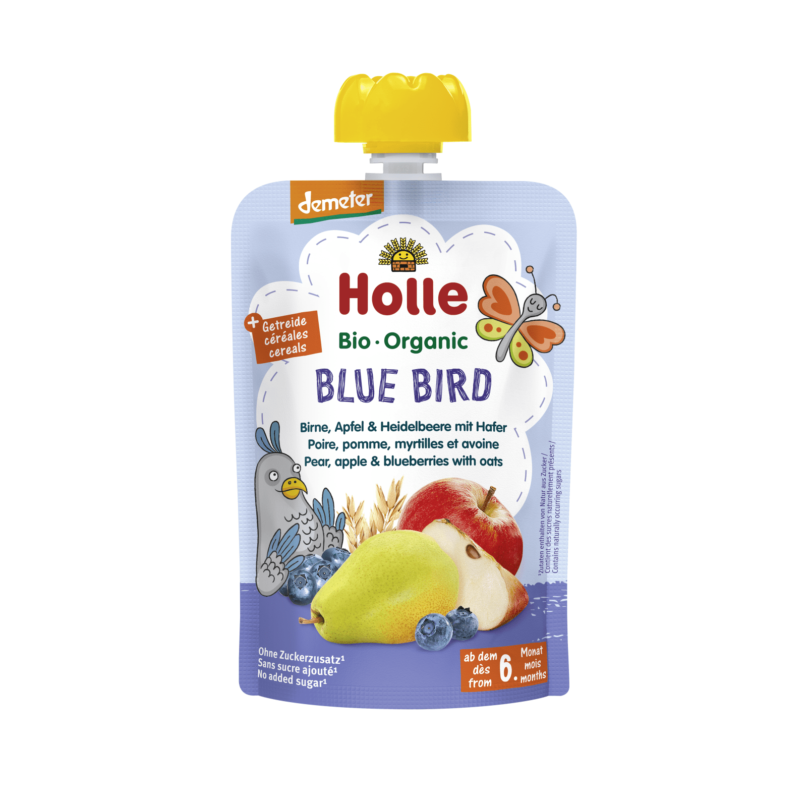 Blue Bird - Pouchy Birne, Apfel & Heidelbeer mit Hafer, 100g Blue Bird - Pouchy Birne, Apfel & Heidelbeer mit Hafer, 100g