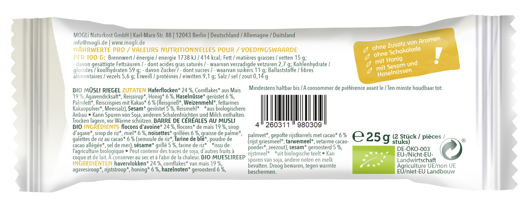 Bio Müsli Riegel 25g NEU Bio Müsli Riegel 25g NEU